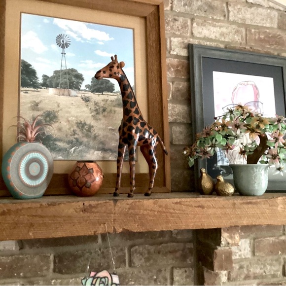 Leather Wrapped Giraffe Figurine Handmade And Painted With Glass Eyes VTG EUC - Picture 5 of 16